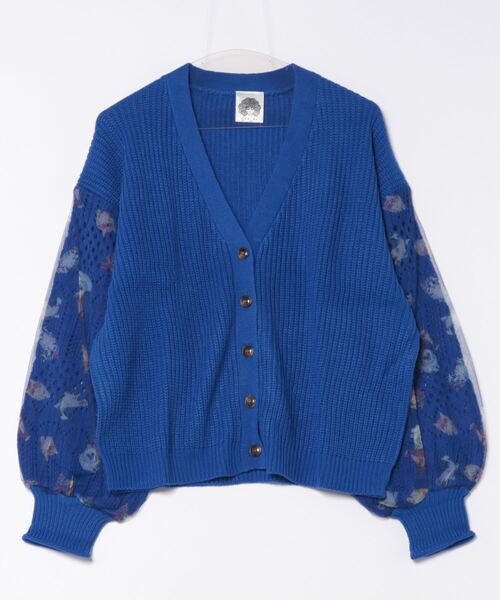 ScoLar（スカラー）の「143648：ニット×おめかしネコちゃん チュール切替カーディガン（カーディガン/ボレロ・レディース・ブルー/ブラック/アイボリー・M）」の19枚目の写真