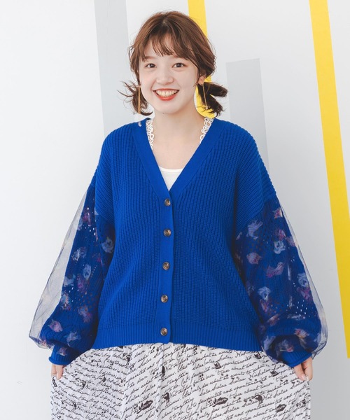 ScoLar（スカラー）の「143648：ニット×おめかしネコちゃん チュール切替カーディガン（カーディガン/ボレロ・レディース・ブルー/ブラック/アイボリー・M）」の20枚目の写真