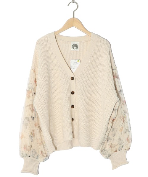 ScoLar（スカラー）の「143648：ニット×おめかしネコちゃん チュール切替カーディガン（カーディガン/ボレロ・レディース・ブルー/ブラック/アイボリー・M）」の10枚目の写真