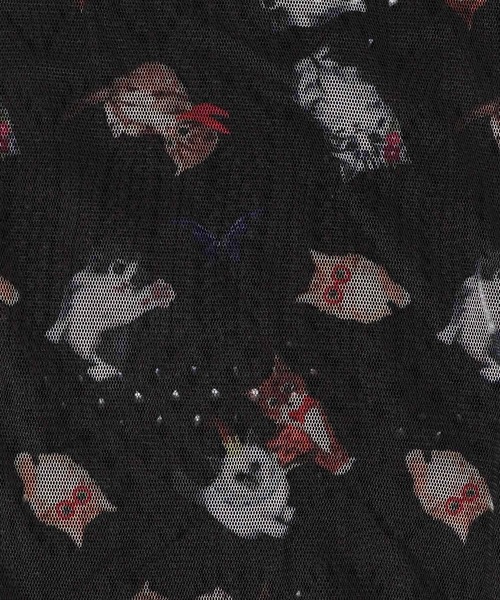 ScoLar（スカラー）の「143648：ニット×おめかしネコちゃん チュール切替カーディガン（カーディガン/ボレロ・レディース・ブルー/ブラック/アイボリー・M）」の13枚目の写真