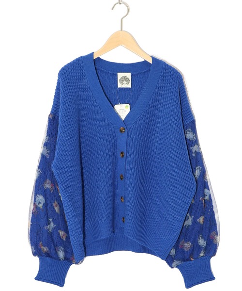 ScoLar（スカラー）の「143648：ニット×おめかしネコちゃん チュール切替カーディガン（カーディガン/ボレロ・レディース・ブルー/ブラック/アイボリー・M）」の14枚目の写真