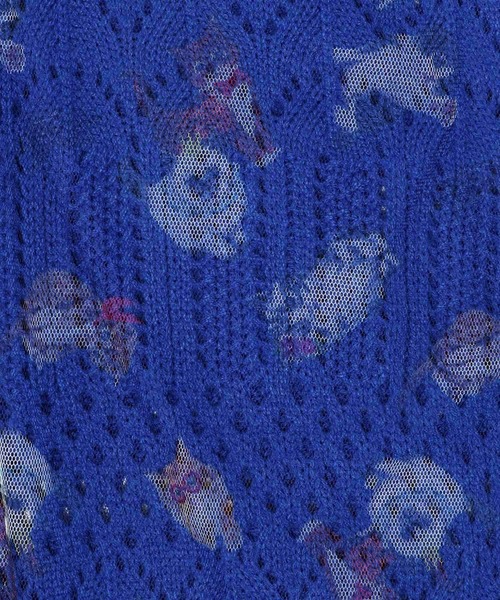 ScoLar（スカラー）の「143648：ニット×おめかしネコちゃん チュール切替カーディガン（カーディガン/ボレロ・レディース・ブルー/ブラック/アイボリー・M）」の15枚目の写真