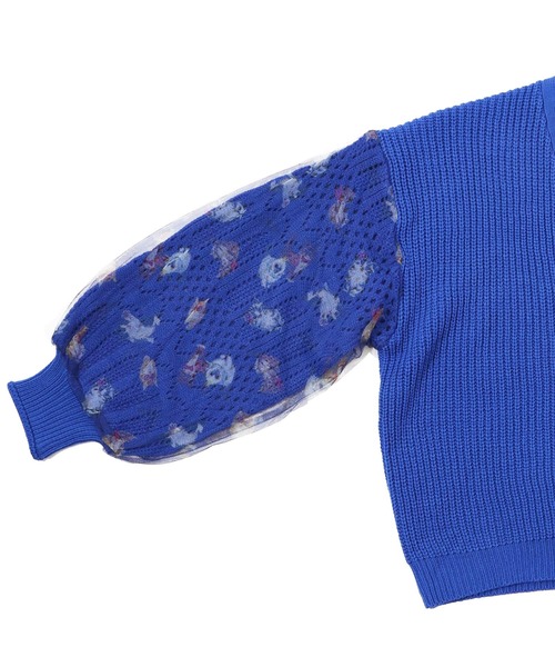 ScoLar（スカラー）の「143648：ニット×おめかしネコちゃん チュール切替カーディガン（カーディガン/ボレロ・レディース・ブルー/ブラック/アイボリー・M）」の17枚目の写真