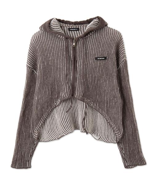 dispark（ディスパーク）の「DISPARK/カーブヘムリブニットZIPパーカー（カーディガン/ボレロ・レディース・ブラウン/ブルー・FREE）」の4枚目の写真