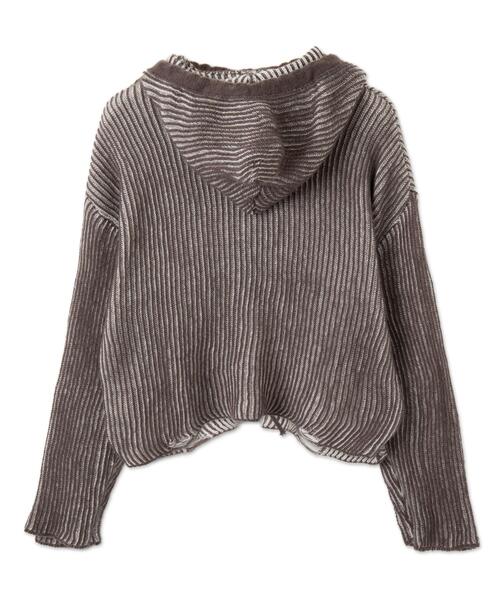 dispark（ディスパーク）の「DISPARK/カーブヘムリブニットZIPパーカー（カーディガン/ボレロ・レディース・ブラウン/ブルー・FREE）」の5枚目の写真