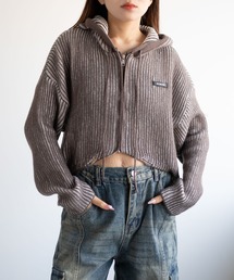 dispark | DISPARK/カーブヘムリブニットZIPパーカー(カーディガン/ボレロ)