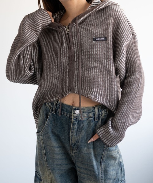 dispark（ディスパーク）の「DISPARK/カーブヘムリブニットZIPパーカー（カーディガン/ボレロ・レディース・ブラウン/ブルー・FREE）」の16枚目の写真
