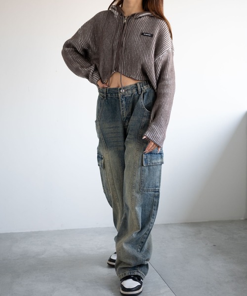 dispark（ディスパーク）の「DISPARK/カーブヘムリブニットZIPパーカー（カーディガン/ボレロ・レディース・ブラウン/ブルー・FREE）」の19枚目の写真