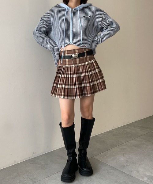 dispark（ディスパーク）の「DISPARK/カーブヘムリブニットZIPパーカー（カーディガン/ボレロ・レディース・ブラウン/ブルー・FREE）」の10枚目の写真