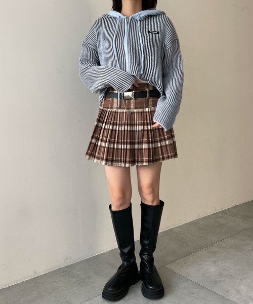 dispark（ディスパーク）の「DISPARK/カーブヘムリブニットZIPパーカー（カーディガン/ボレロ・レディース・ブラウン/ブルー・FREE）」の14枚目の写真