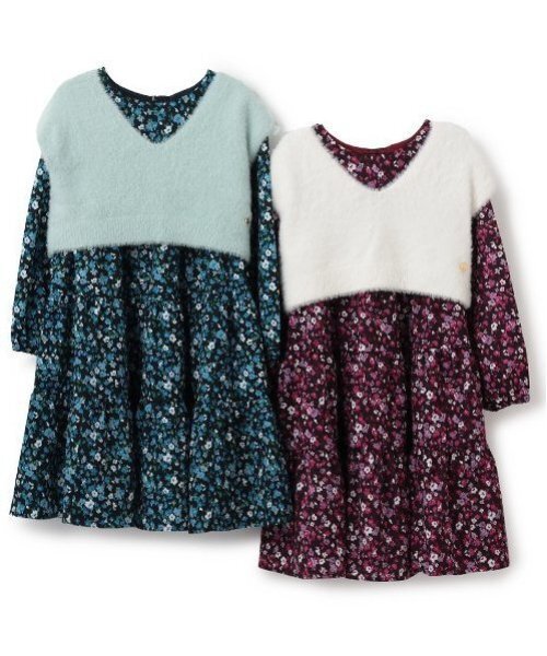 新品　ニットベスト&ポピーワンピースセット　ケイトスペードニューヨーク　150 セール】トドラー ニットベスト&ポピーワンピースセット（アンサンブル