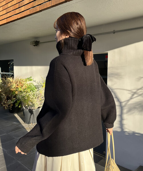 CAPRICIEUX LE'MAGE（カプリシューレマージュ）の「【サイズ展開あり】Wフェイスリブカラーハーフコート（その他アウター・レディース・グレー/ブラック/ホワイト系その他・38/36）」の9枚目の写真