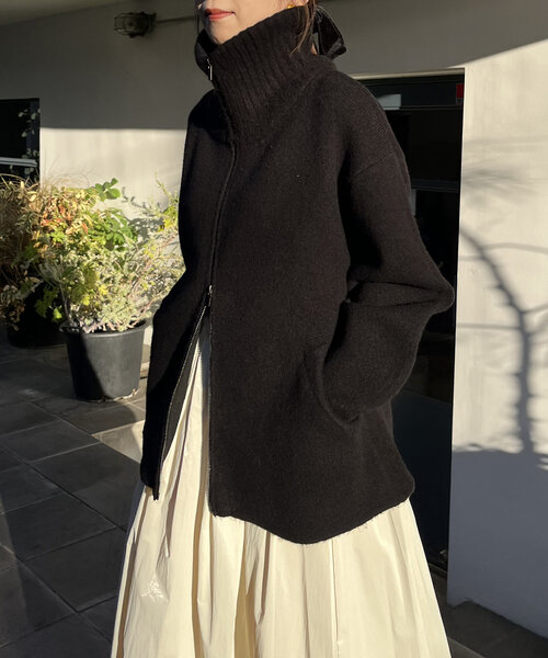 CAPRICIEUX LE'MAGE（カプリシューレマージュ）の「【サイズ展開あり】Wフェイスリブカラーハーフコート（その他アウター・レディース・グレー/ブラック/ホワイト系その他・38/36）」の11枚目の写真