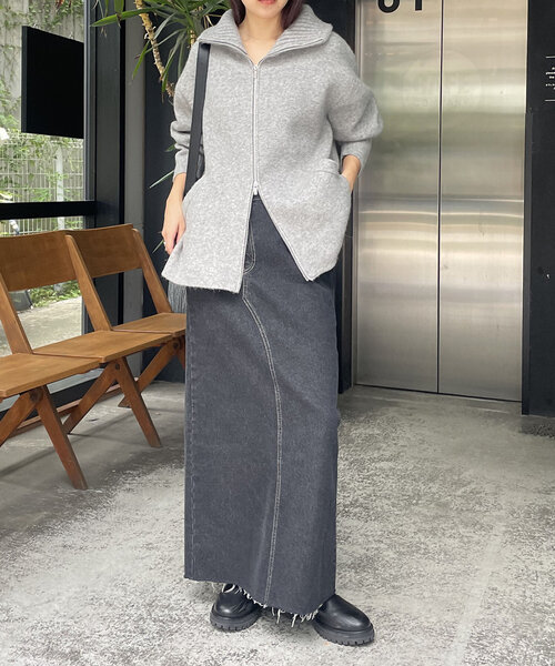 CAPRICIEUX LE'MAGE（カプリシューレマージュ）の「【サイズ展開あり】Wフェイスリブカラーハーフコート（その他アウター・レディース・グレー/ブラック/ホワイト系その他・38/36）」の14枚目の写真