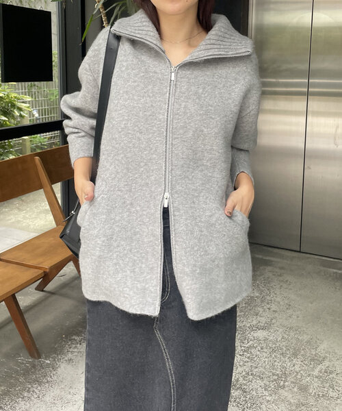 CAPRICIEUX LE'MAGE（カプリシューレマージュ）の「【サイズ展開あり】Wフェイスリブカラーハーフコート（その他アウター・レディース・グレー/ブラック/ホワイト系その他・38/36）」の15枚目の写真