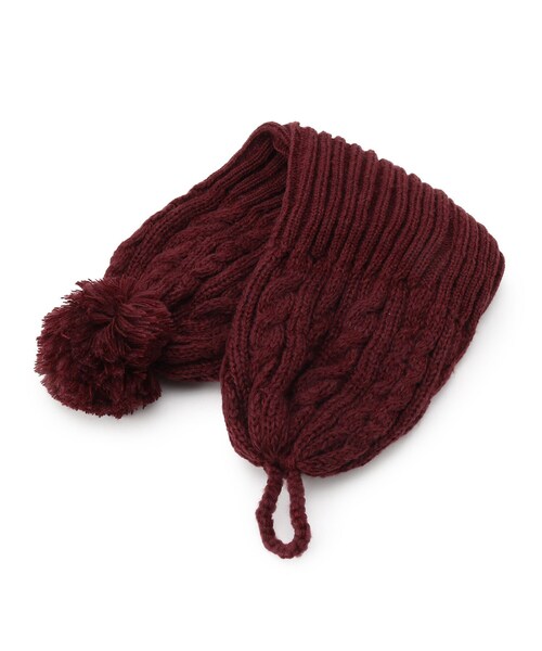 SHOO・LA・RUE（シューラルー）の「◆マフラーにもなる！2WAYニット帽（ニットキャップ/ビーニー・レディース・グレー/ライトベージュ/ワインレッド/サックスブルー/ブラック・00）」の8枚目の写真