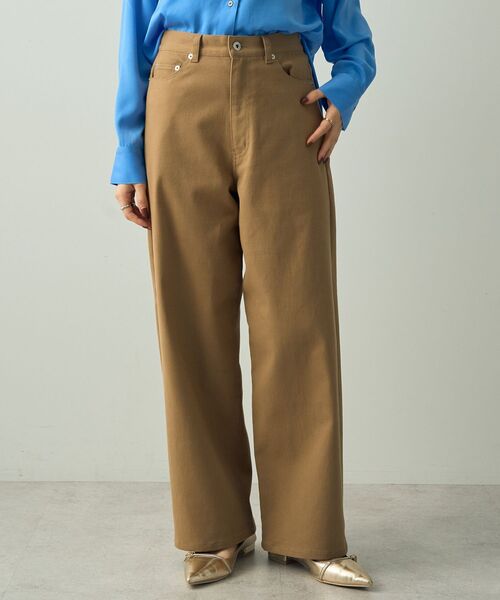 YECCA VECCA(イェッカヴェッカ)の「ツイルストレッチワイドストレートパンツ(その他パンツ・レディース・ベージュ/アイボリー・S/M)」の3枚目の写真