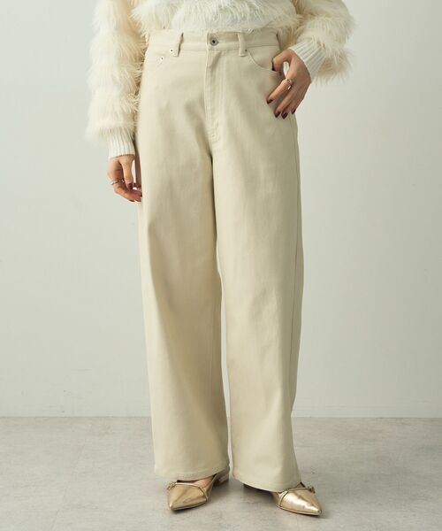 YECCA VECCA(イェッカヴェッカ)の「ツイルストレッチワイドストレートパンツ(その他パンツ・レディース・ベージュ/アイボリー・S/M)」の19枚目の写真