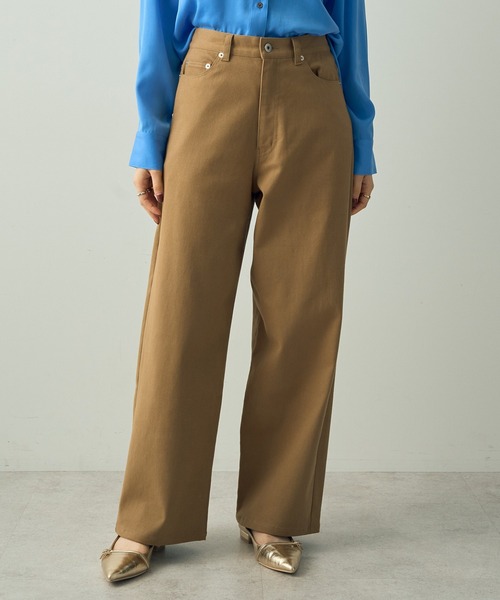 YECCA VECCA(イェッカヴェッカ)の「ツイルストレッチワイドストレートパンツ(その他パンツ・レディース・ベージュ/アイボリー・S/M)」の2枚目の写真