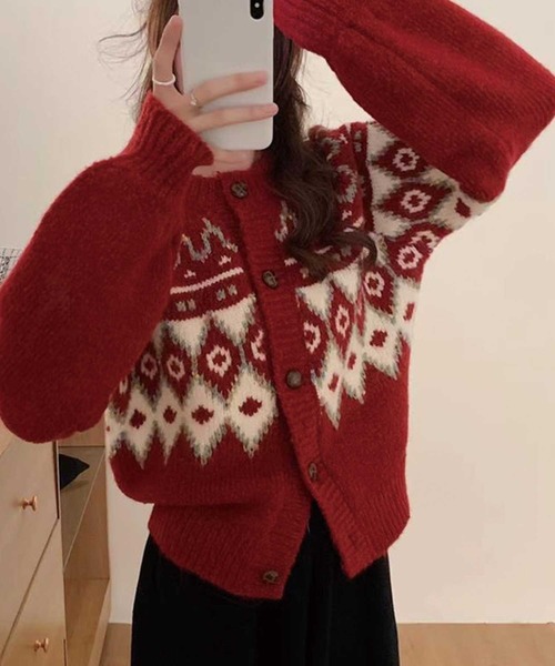 CADBURY（キャドバリー）の「ﾖｰｸｼﾞｬｶﾞｰﾄﾞｶｰﾃﾞｨｶﾞﾝ（カーディガン/ボレロ・レディース・レッド/ブルー/ブラック/アイボリー・FREE）」の6枚目の写真