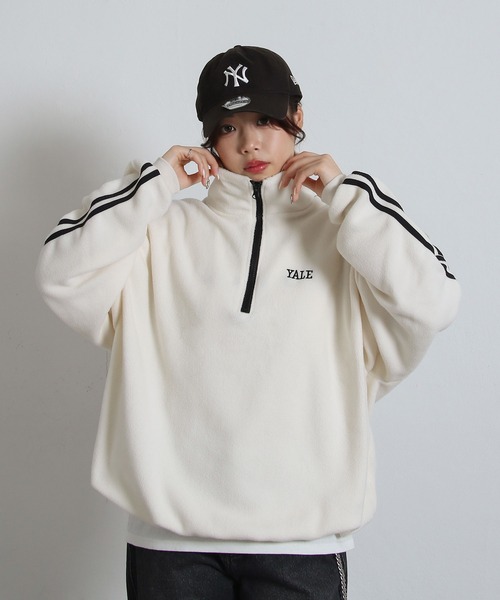 マイクロ フリース ワンポイントロゴ サイドライン ＆ ラグラン 長袖