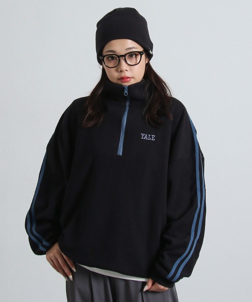 マイクロ フリース ワンポイントロゴ サイドライン ＆ ラグラン 長袖