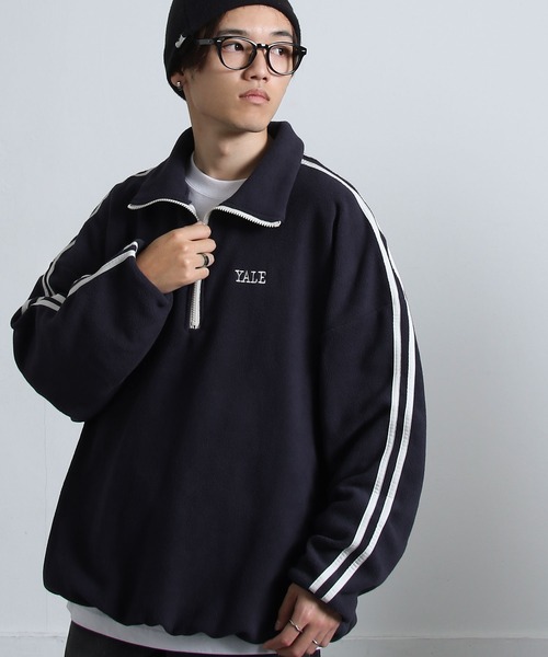 マイクロ フリース ワンポイントロゴ サイドライン ＆ ラグラン 長袖