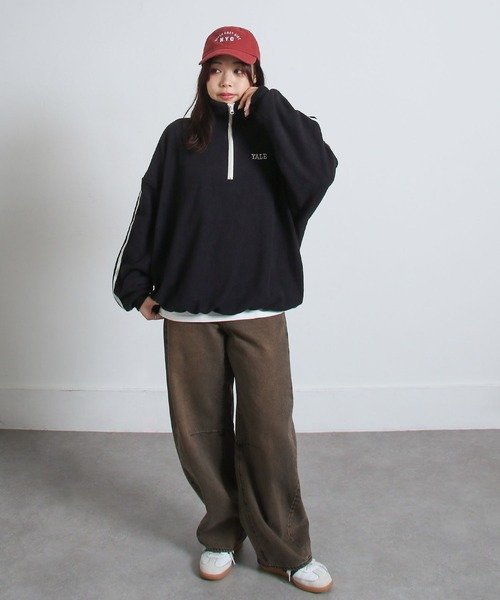 マイクロ フリース ワンポイントロゴ サイドライン ＆ ラグラン 長袖