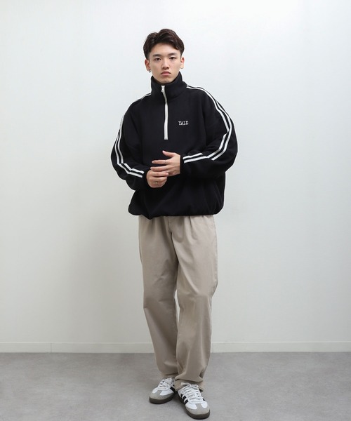 マイクロ フリース ワンポイントロゴ サイドライン ＆ ラグラン 長袖