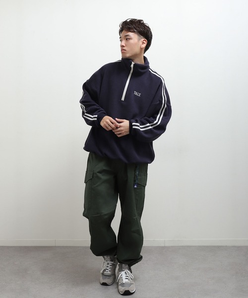 マイクロ フリース ワンポイントロゴ サイドライン ＆ ラグラン 長袖