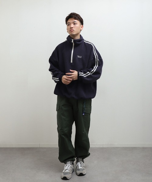 マイクロ フリース ワンポイントロゴ サイドライン ＆ ラグラン 長袖