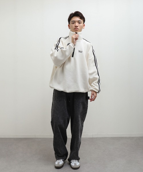 マイクロ フリース ワンポイントロゴ サイドライン ＆ ラグラン 長袖