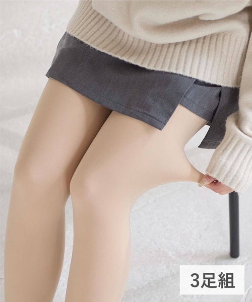 tutuanna(チュチュアンナ)の「【3足組】まるで素肌のようなフェイクタイツ80デニール(タイツ/ストッキング・レディース・ブラック/ライトベージュ/ブラック系その他5/ベージュ系その他7・S-M/M-L/L-XL)」の4枚目の写真