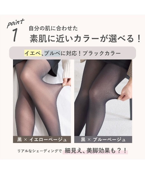 tutuanna(チュチュアンナ)の「【3足組】まるで素肌のようなフェイクタイツ80デニール(タイツ/ストッキング・レディース・ブラック/ライトベージュ/ブラック系その他5/ベージュ系その他7・S-M/M-L/L-XL)」の10枚目の写真