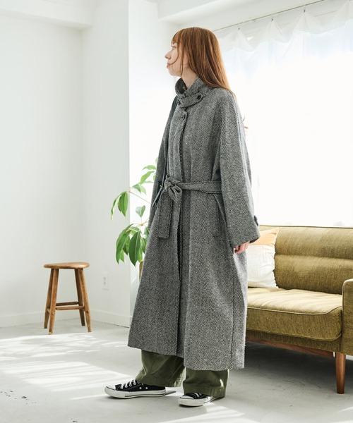 Crisp(クリスプ)の「【ZOZO限定】ヘリンボーンバルカラーコート(その他アウター・レディース・ブラック/ブラウン・FREE)」の4枚目の写真