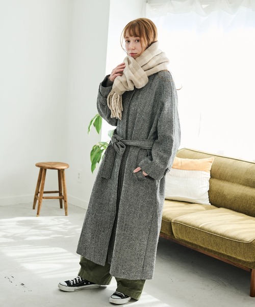 Crisp(クリスプ)の「【ZOZO限定】ヘリンボーンバルカラーコート(その他アウター・レディース・ブラック/ブラウン・FREE)」の7枚目の写真