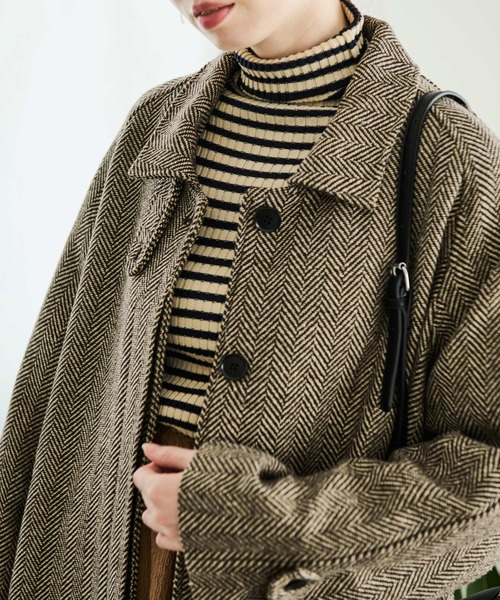 Crisp(クリスプ)の「【ZOZO限定】ヘリンボーンバルカラーコート(その他アウター・レディース・ブラック/ブラウン・FREE)」の18枚目の写真