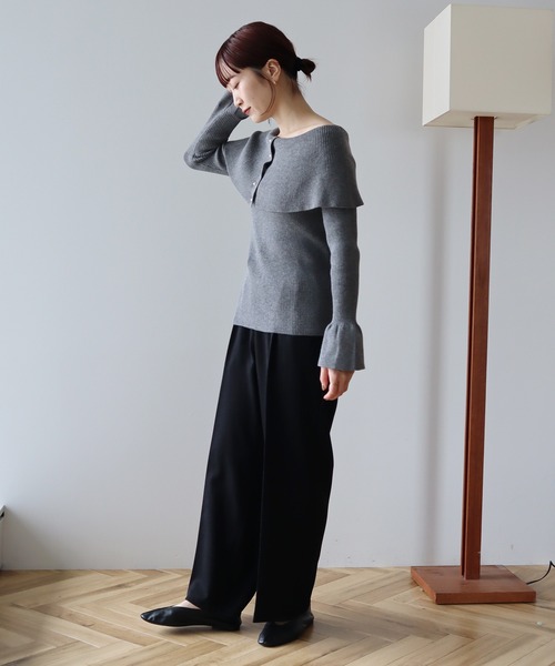 earth music&ecology（アースミュージックアンドエコロジー）の「2Wayオフショルニットプルオーバー（ニット/セーター・レディース・アイボリー/ブラック/杢グレー/レッド・FREE）」の7枚目の写真