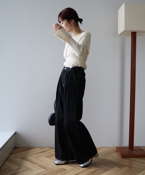 earth music&ecology（アースミュージックアンドエコロジー）の「2Wayオフショルニットプルオーバー（ニット/セーター・レディース・アイボリー/ブラック/杢グレー/レッド・FREE）」の18枚目の写真