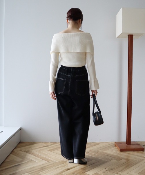 earth music&ecology（アースミュージックアンドエコロジー）の「2Wayオフショルニットプルオーバー（ニット/セーター・レディース・アイボリー/ブラック/杢グレー/レッド・FREE）」の19枚目の写真