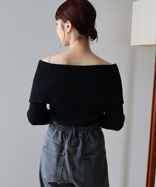 earth music&ecology（アースミュージックアンドエコロジー）の「2Wayオフショルニットプルオーバー（ニット/セーター・レディース・アイボリー/ブラック/杢グレー/レッド・FREE）」の9枚目の写真