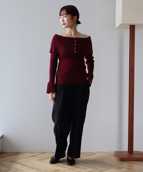 earth music&ecology（アースミュージックアンドエコロジー）の「2Wayオフショルニットプルオーバー（ニット/セーター・レディース・アイボリー/ブラック/杢グレー/レッド・FREE）」の13枚目の写真