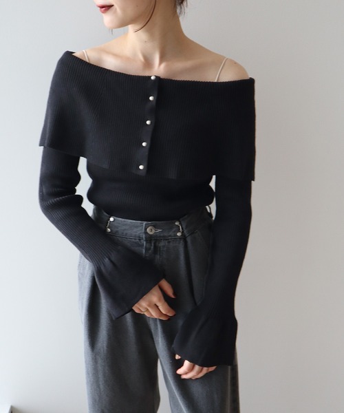 earth music&ecology（アースミュージックアンドエコロジー）の「2Wayオフショルニットプルオーバー（ニット/セーター・レディース・アイボリー/ブラック/杢グレー/レッド・FREE）」の22枚目の写真