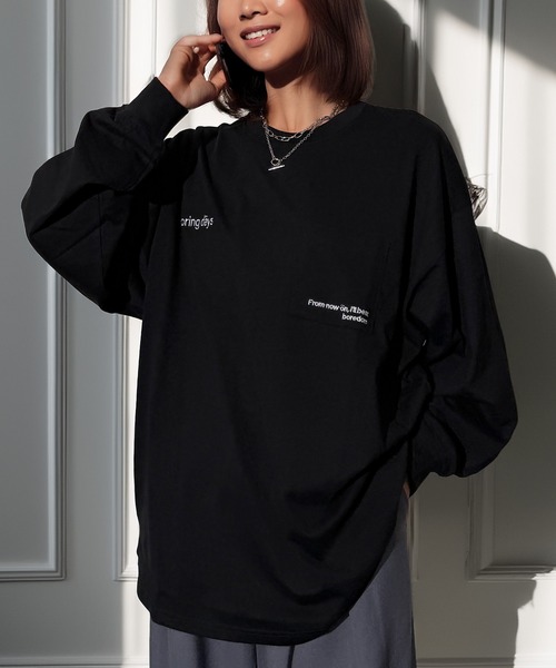 セール】ワンポイント ストリート ロゴ ヘビーウェイト ポケット ロンT