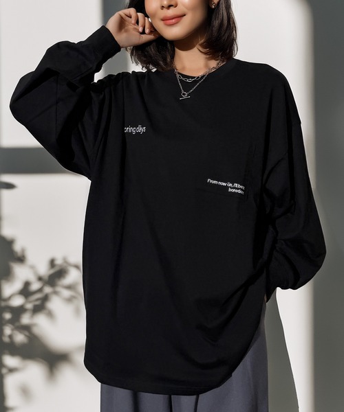 セール】ワンポイント ストリート ロゴ ヘビーウェイト ポケット ロンT