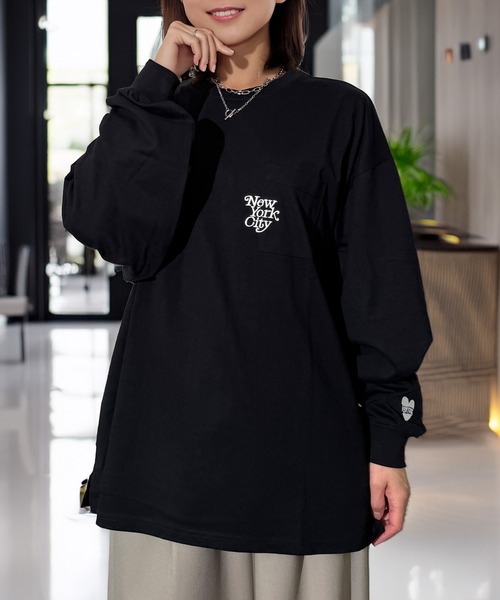 セール】ワンポイント ストリート ロゴ ヘビーウェイト ポケット ロンT