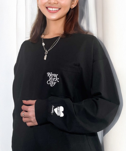 セール】ワンポイント ストリート ロゴ ヘビーウェイト ポケット ロンT