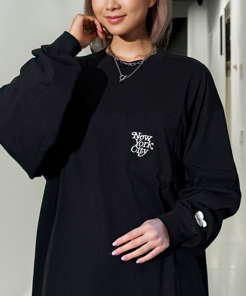 セール】ワンポイント ストリート ロゴ ヘビーウェイト ポケット ロンT