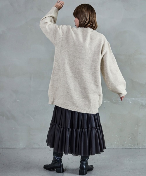 クルーネック ロング丈 ニットトップス（ニット/セーター）｜Fashion Letter（ファッションレター）