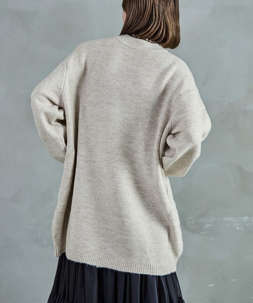 クルーネック ロング丈 ニットトップス（ニット/セーター）｜Fashion Letter（ファッションレター）